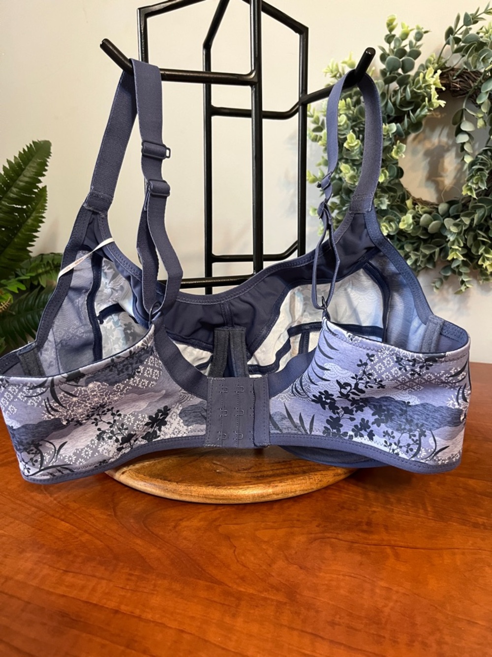 Underwire Bra Bralette Cami Elomi Navy Floral Full Coverage 36 DDD 💙 non padded - Picture 7 of 9